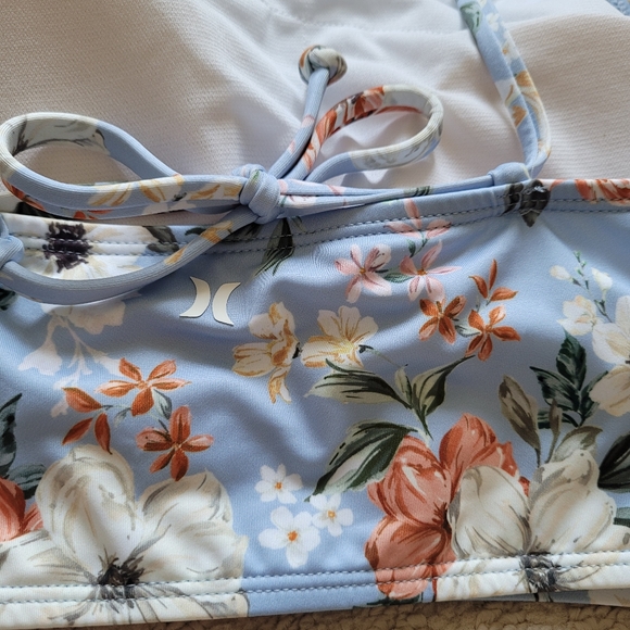 HURLEY Floral Tankini Light Blue 2 Piece Swimwear Swimsuit - Picture 7 of 9